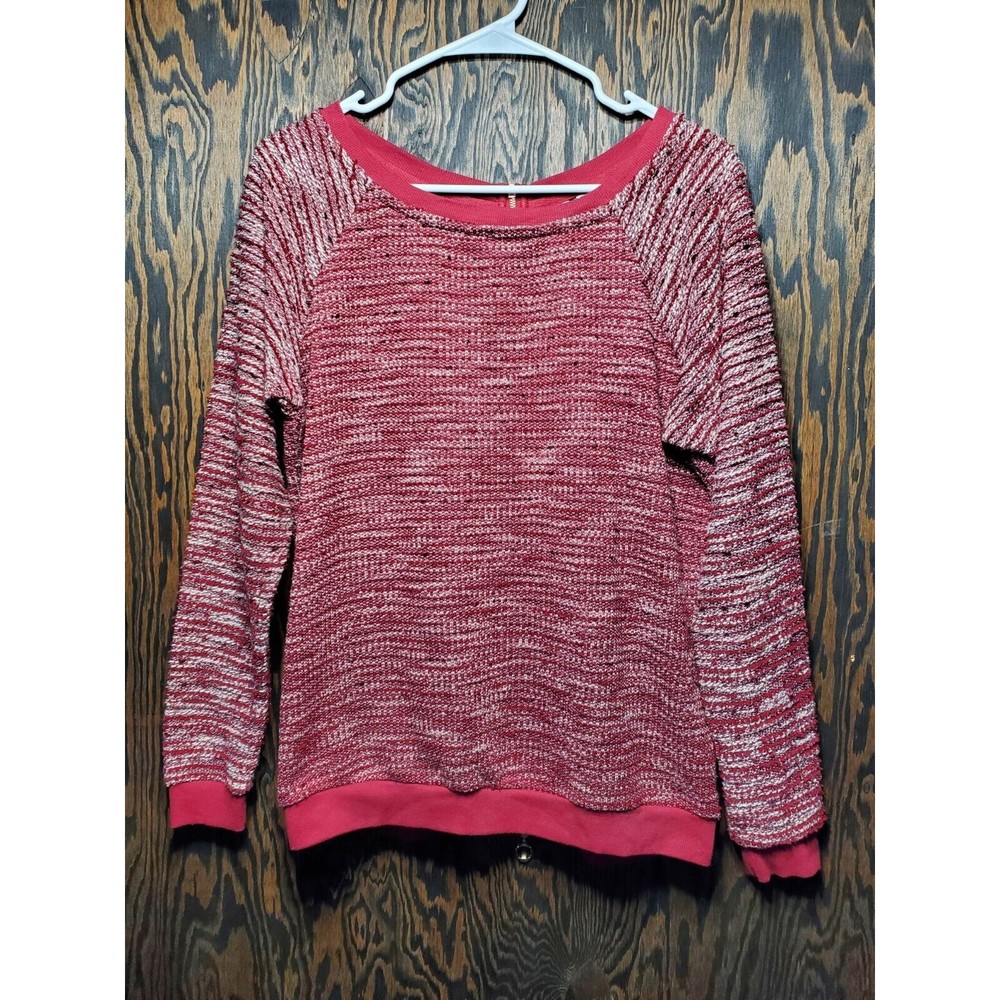 KUT From The Kloth Women's Size Medium Red Marled Knit Full Zip Back Sweater